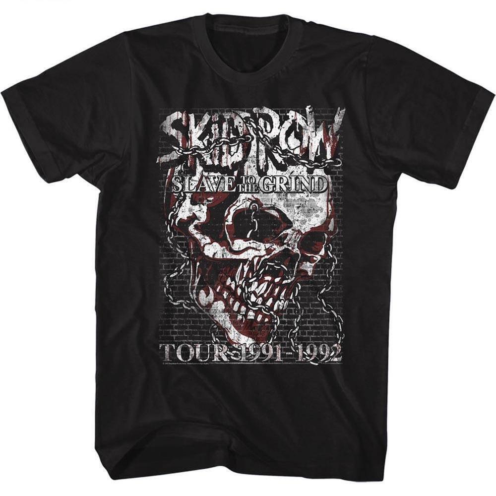 Skid Row Skull Chain Black Adult T Shirt